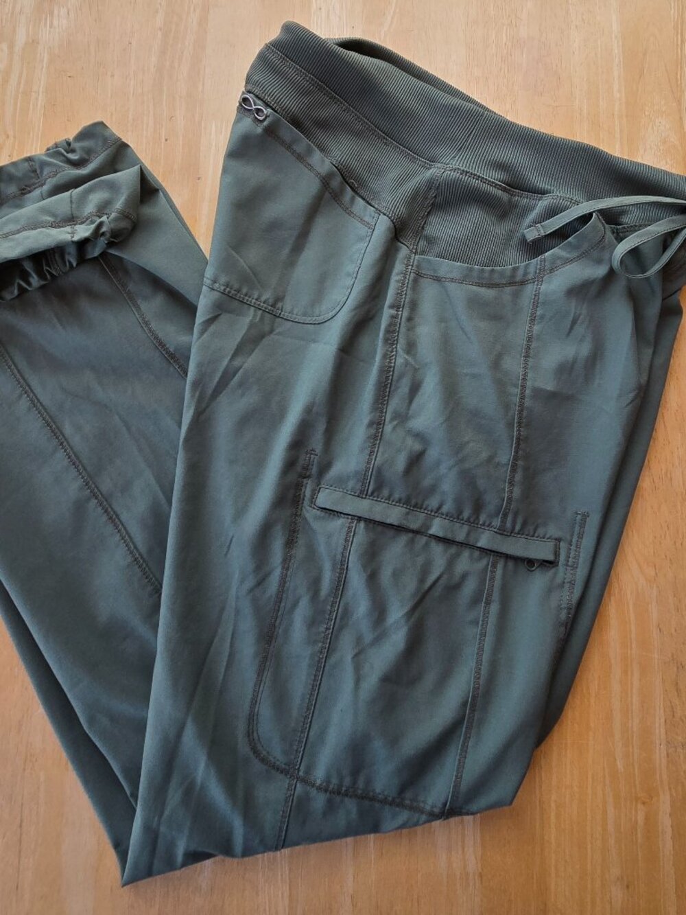Cherokee Infinity S Dark Green Polyester Stretch Scrub Pants Lots of Pockets